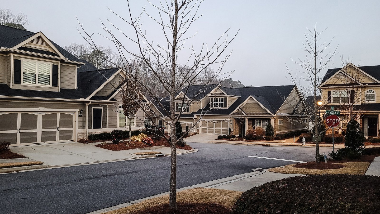 Retirement living community in big city of Atlanta with cluster homes and townhouses.